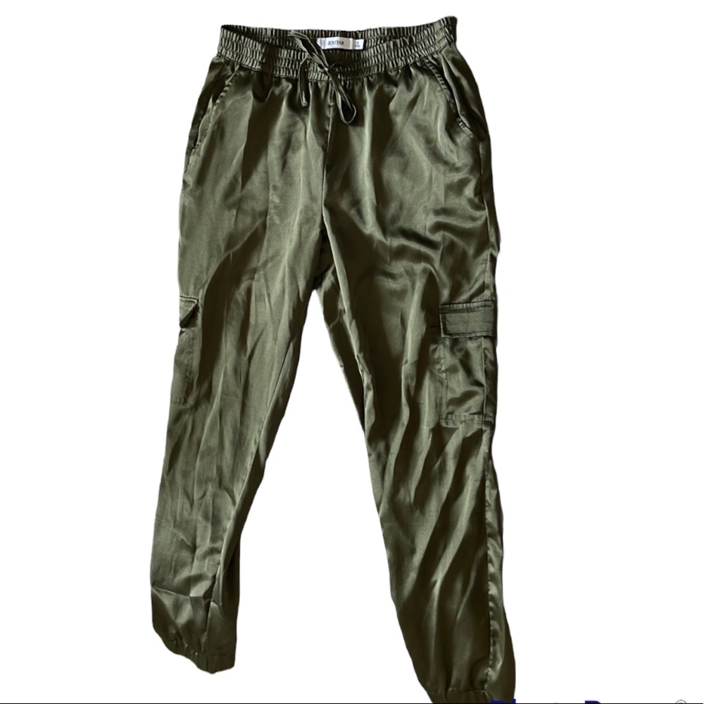 JustFab Olive Silk Joggers